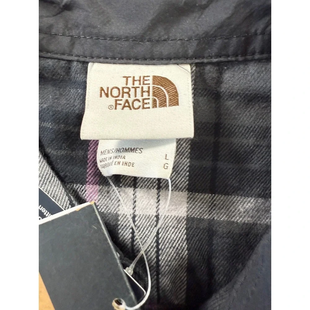The North‎ Face Mens Plaid Flannel Shirt Long Sleeve Black Grey Purple Large NEW